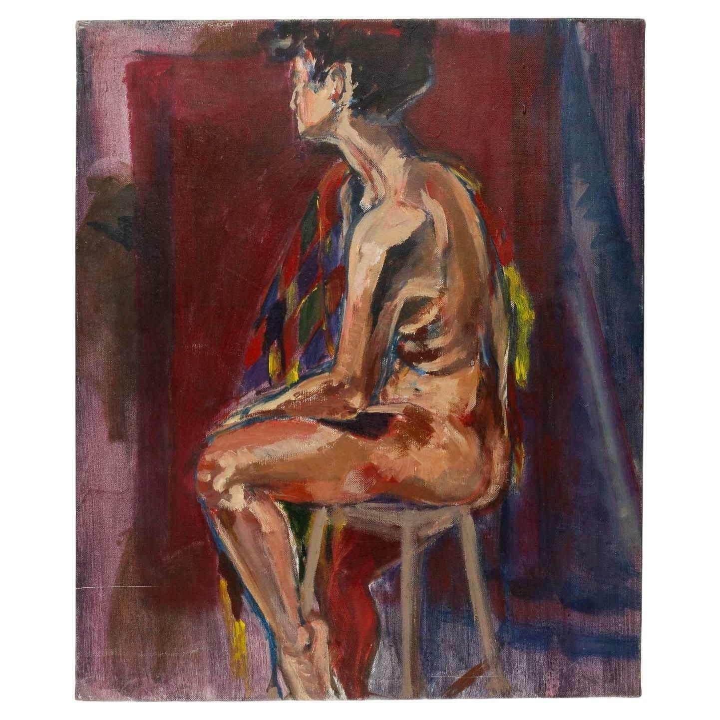 Oil On Canvas, Painting By Evelyne Luez, Xxth Century.
