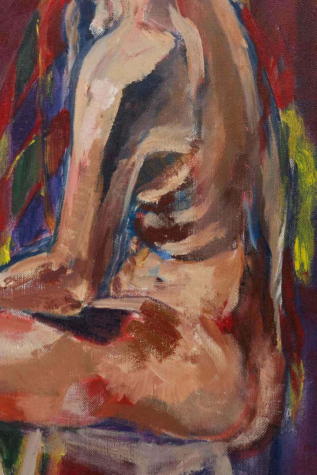 Oil On Canvas, Painting By Evelyne Luez, Xxth Century. photo furniture