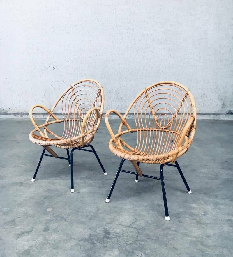 Paar Rotan Loungestoelen Uit De Jaren 1960 Van Rohe Noordwolde photo Meubels