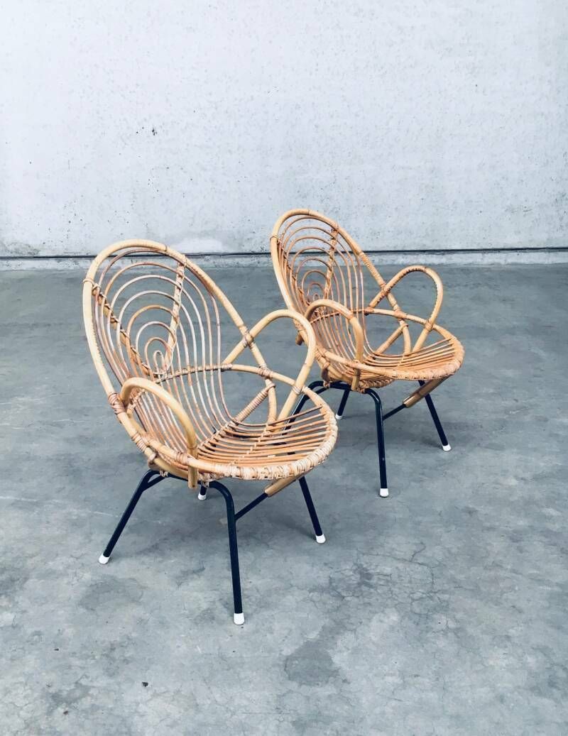 Paar Rotan Loungestoelen Uit De Jaren 1960 Van Rohe Noordwolde photo buy