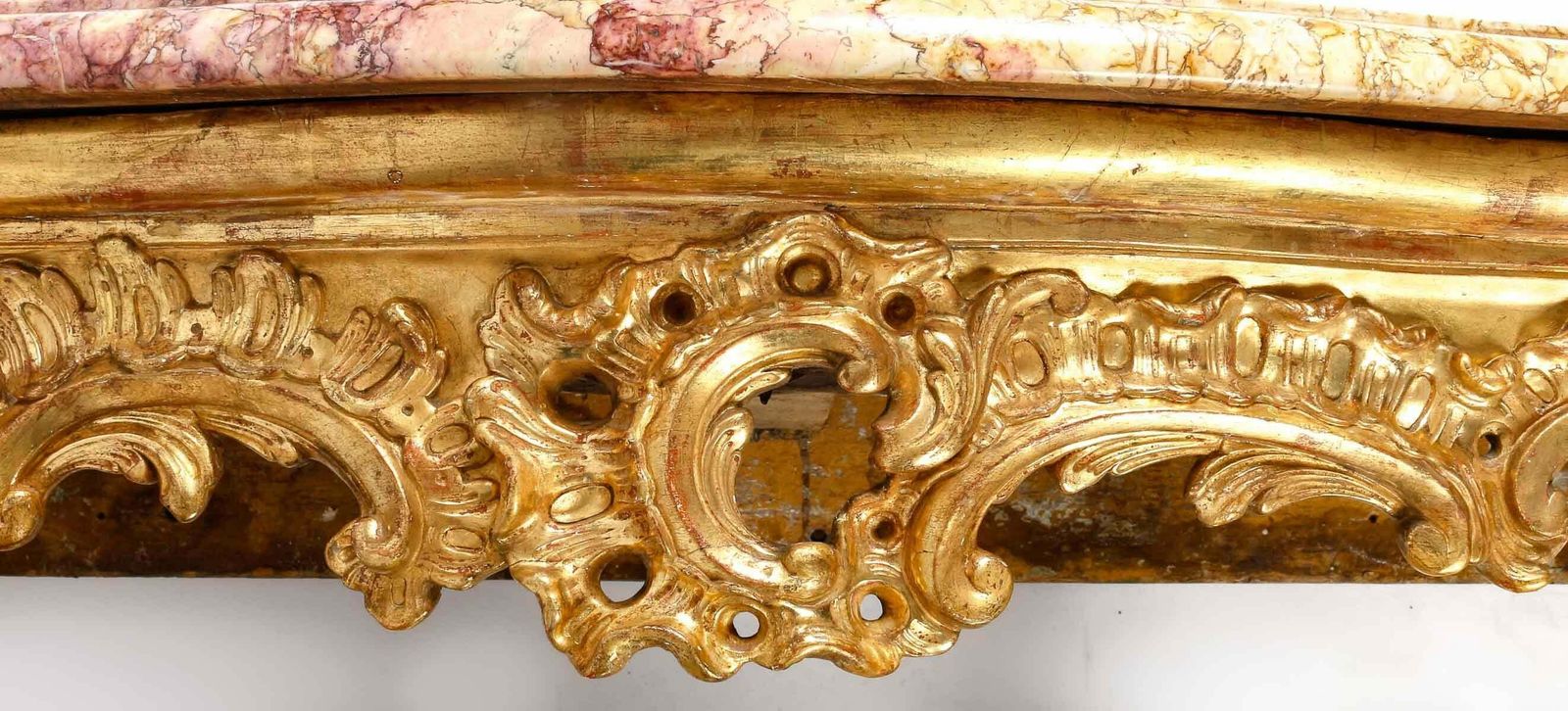 Carved And Gilded Wood Console, Marble Top, 18th Century. photo Furniture