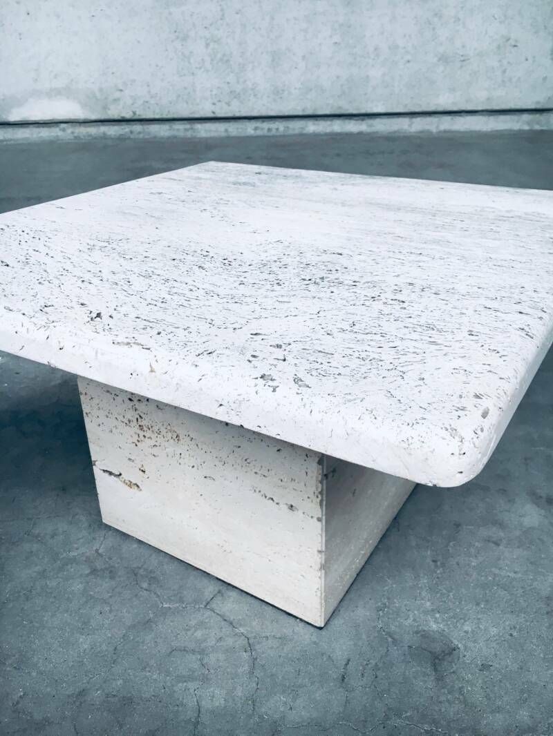 photo buy Italian Design Travertine Square Side End Table Set 1970's