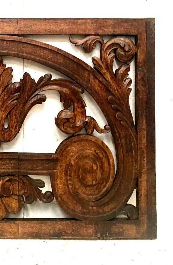 Decorative Panel In Carved Oak Wood 19th Century photo for sale