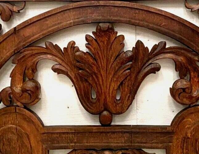 Decorative Panel In Carved Oak Wood 19th Century photo vintage