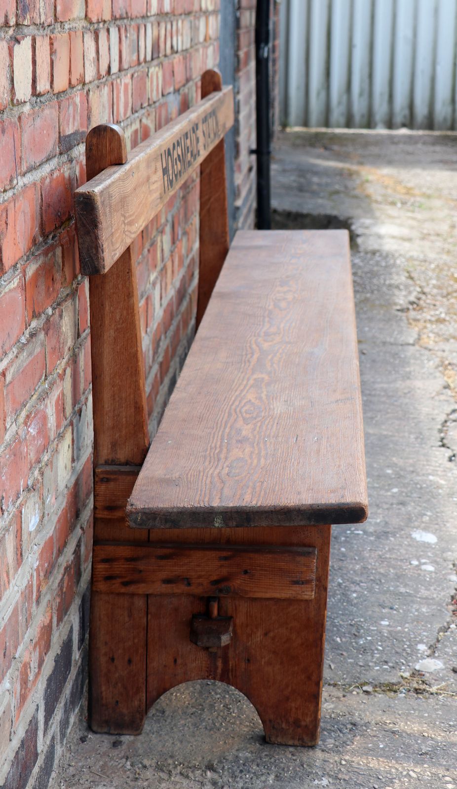 photo buy A Lovely Quality Wooden Railway Bench, Later Sign Written For Hogsmeade Station.
