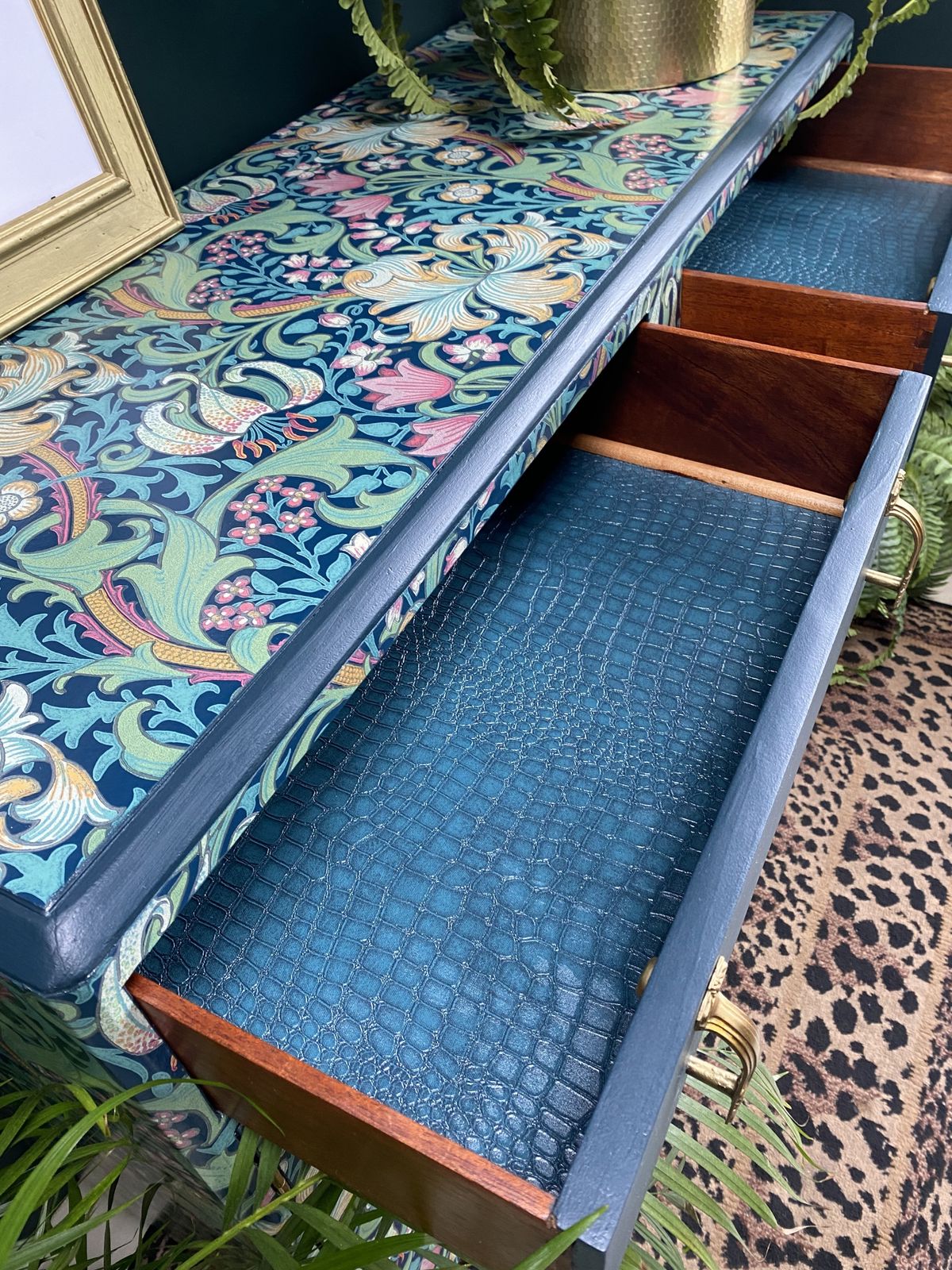 Upcycled, Vintage, Art Deco , 1950s Sideboard, Tv Unit , William Morris Print , Living Room, Dining Room Storage. photo for sale