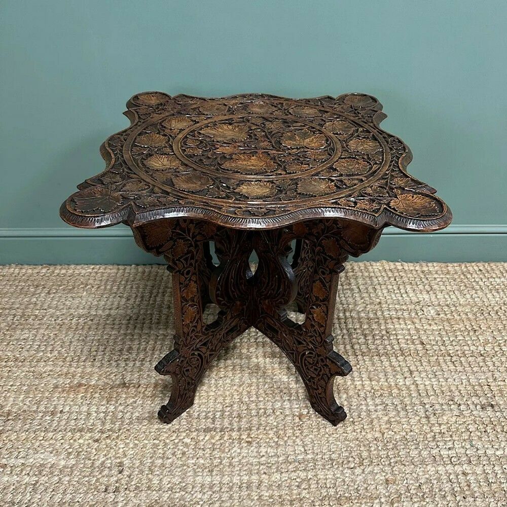 Rare Anglo Indian Antique Carved Table photo furniture