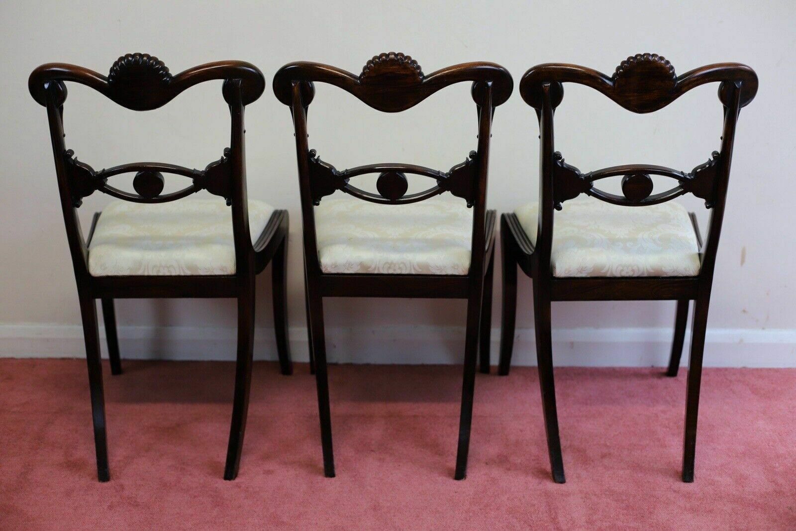Beautiful Set Of Six Regency Rosewood And Brass Inlaid Dining Chairs photo 2450.0
