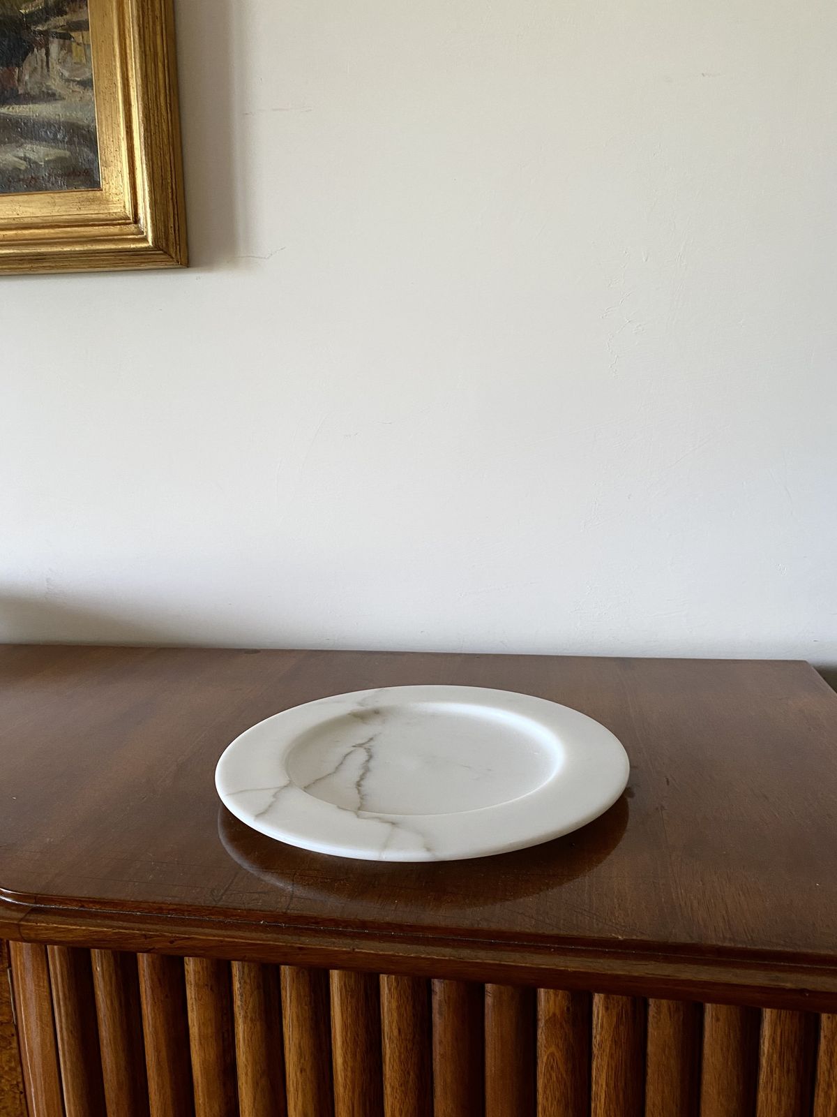 White Carrara Marble Centerpiece / Plate, Up&Up Italy, 1970s photo Home Decor