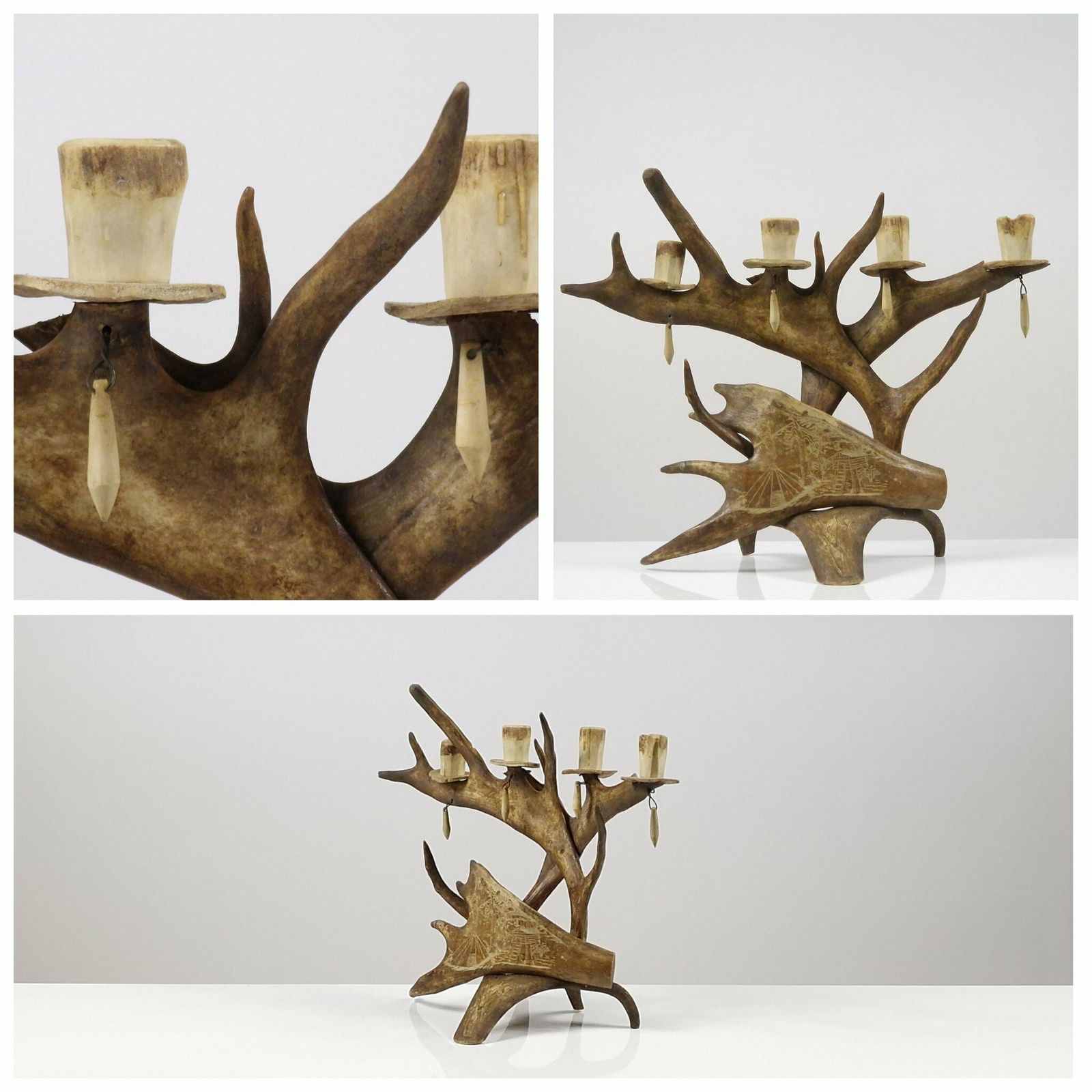 Traditional Scandinavian Reindeer Wood Chandelier photo Home Decor