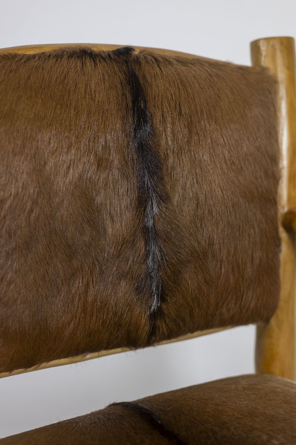 Brutalist Style Armchair In Elm And Goatskin, 1970s