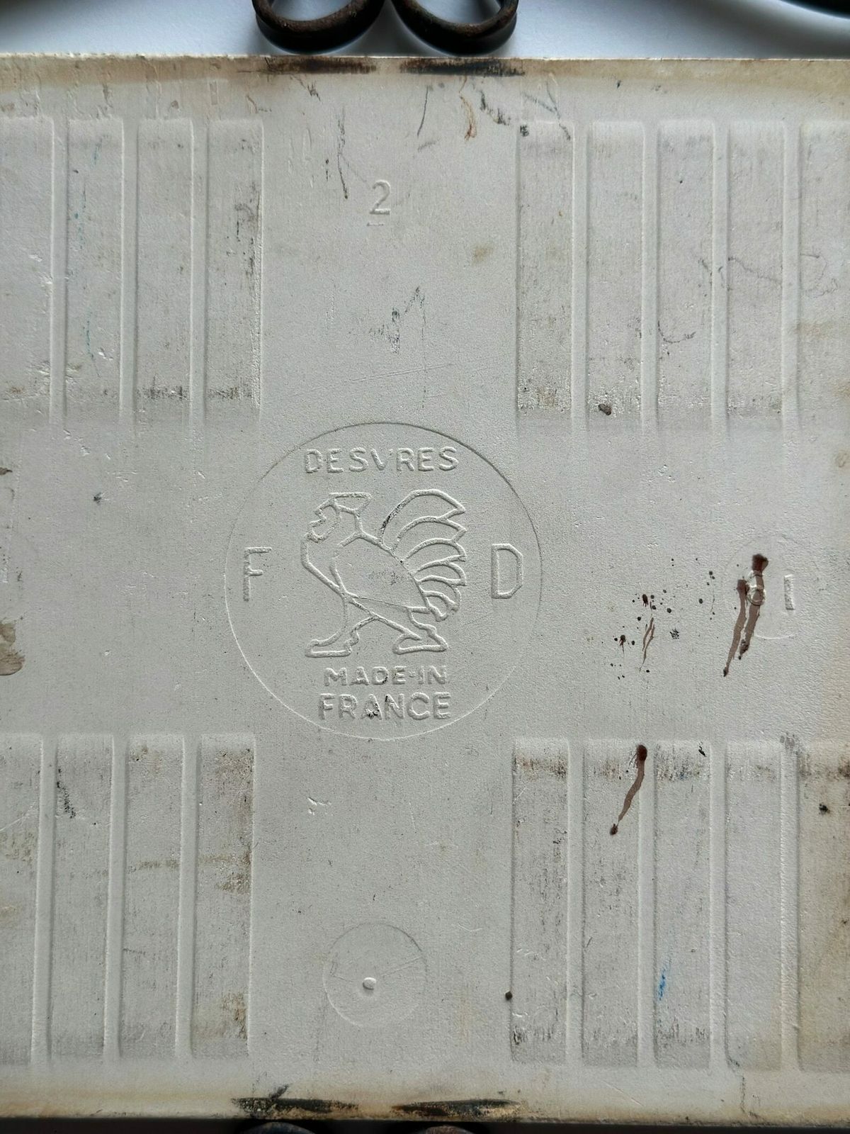 Delassus Fourmaintraux Desvres French Earthenware Tile Trivet 1960s 70s With Wrought Iron Frame photo furniture