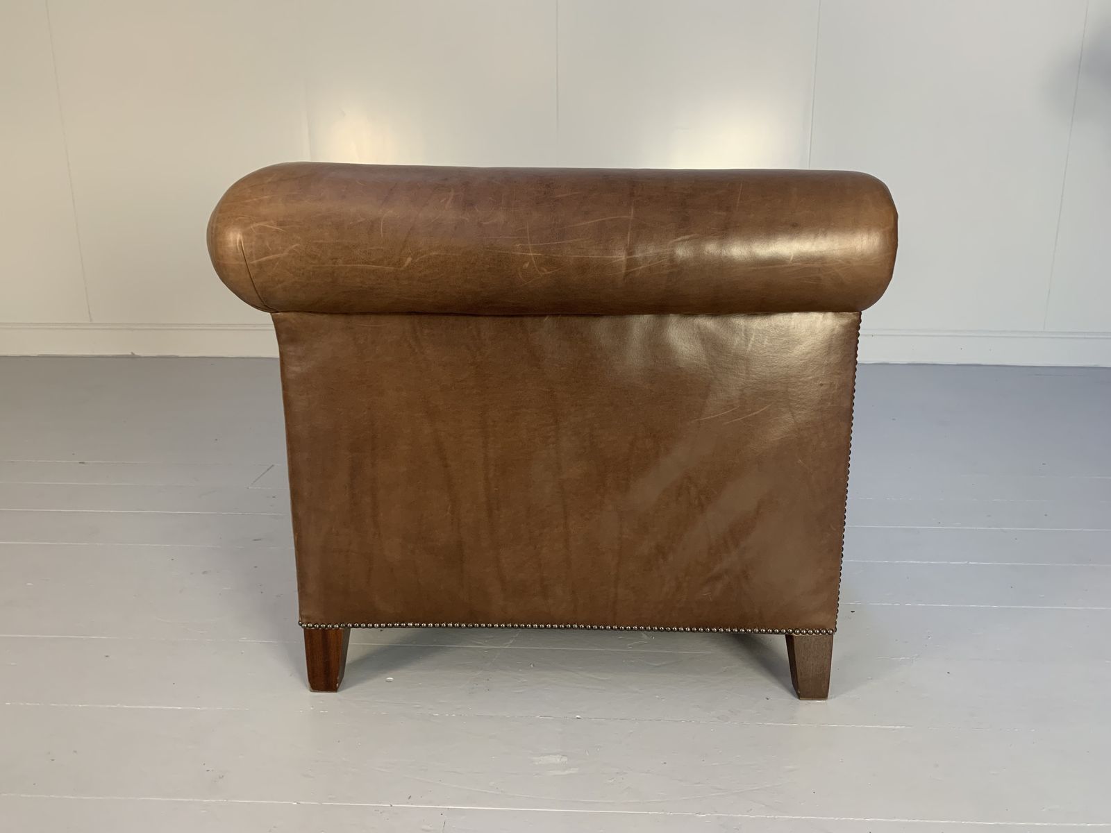 Ralph Lauren “Brompton” 2.5 Seat Chesterfield Sofa – In Brown Leather & Velvet photo for sale