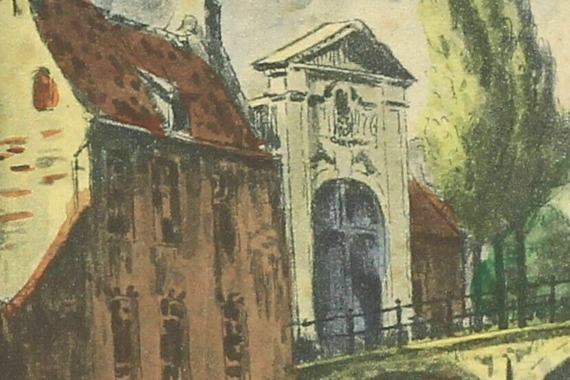 Watercolour Of Beguinage Bridge In Bruges photo for sale