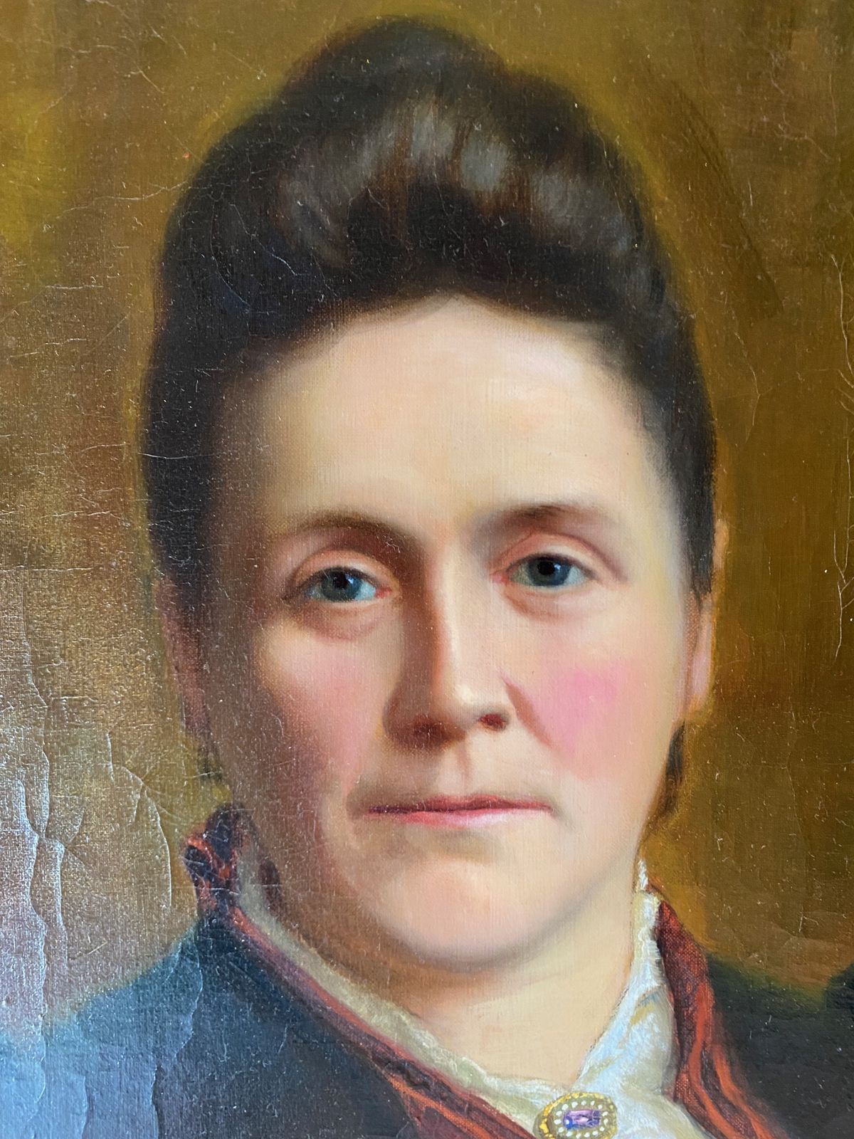 Oil Painting   Portrait Of A 19th Stern Faced Lady photo Art