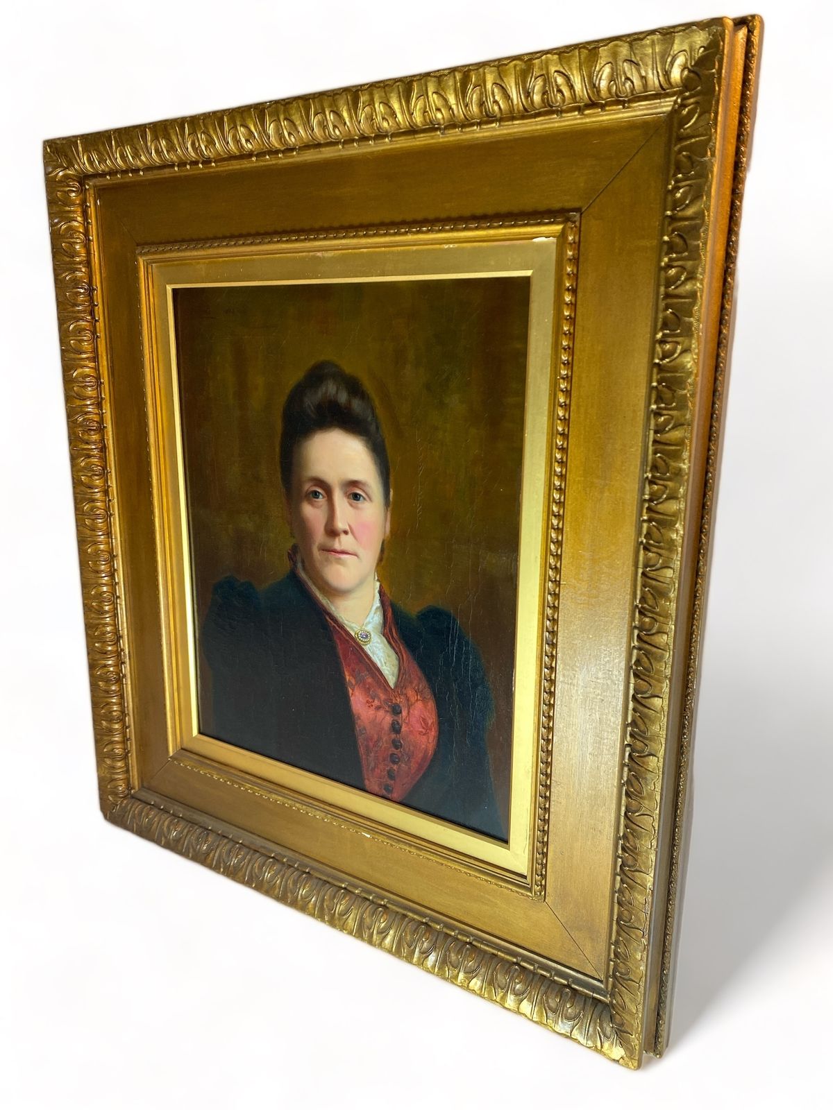 Oil Painting   Portrait Of A 19th Stern Faced Lady photo 745.0