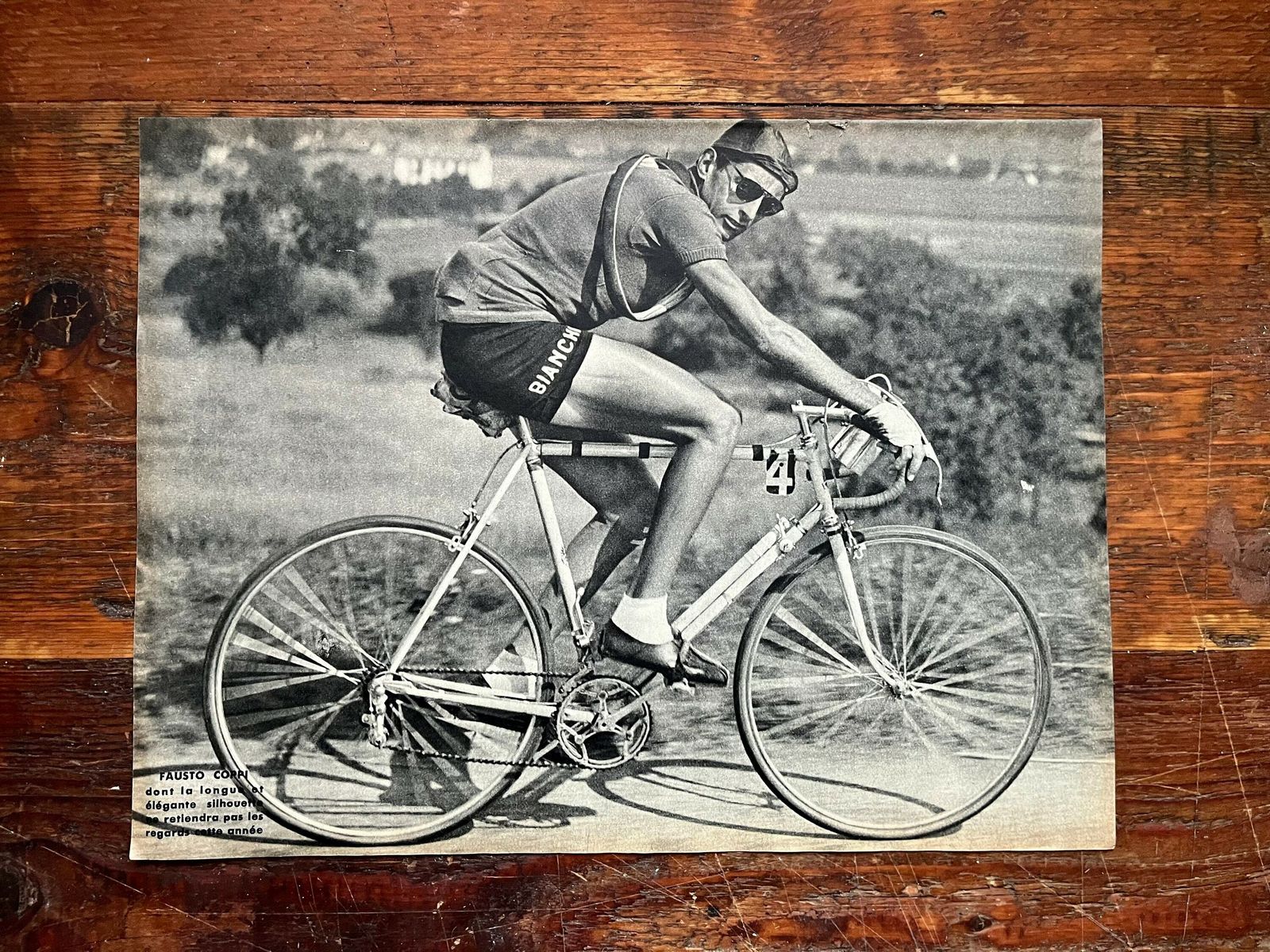 1950 Fausto Coppi / Bianchi Original Vintage Cycling Print photo furniture