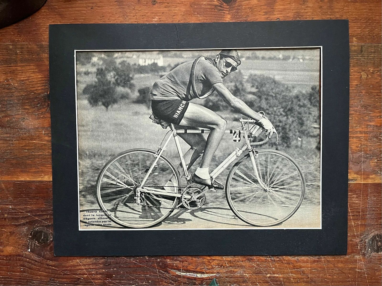 1950 Fausto Coppi / Bianchi Original Vintage Cycling Print photo Art