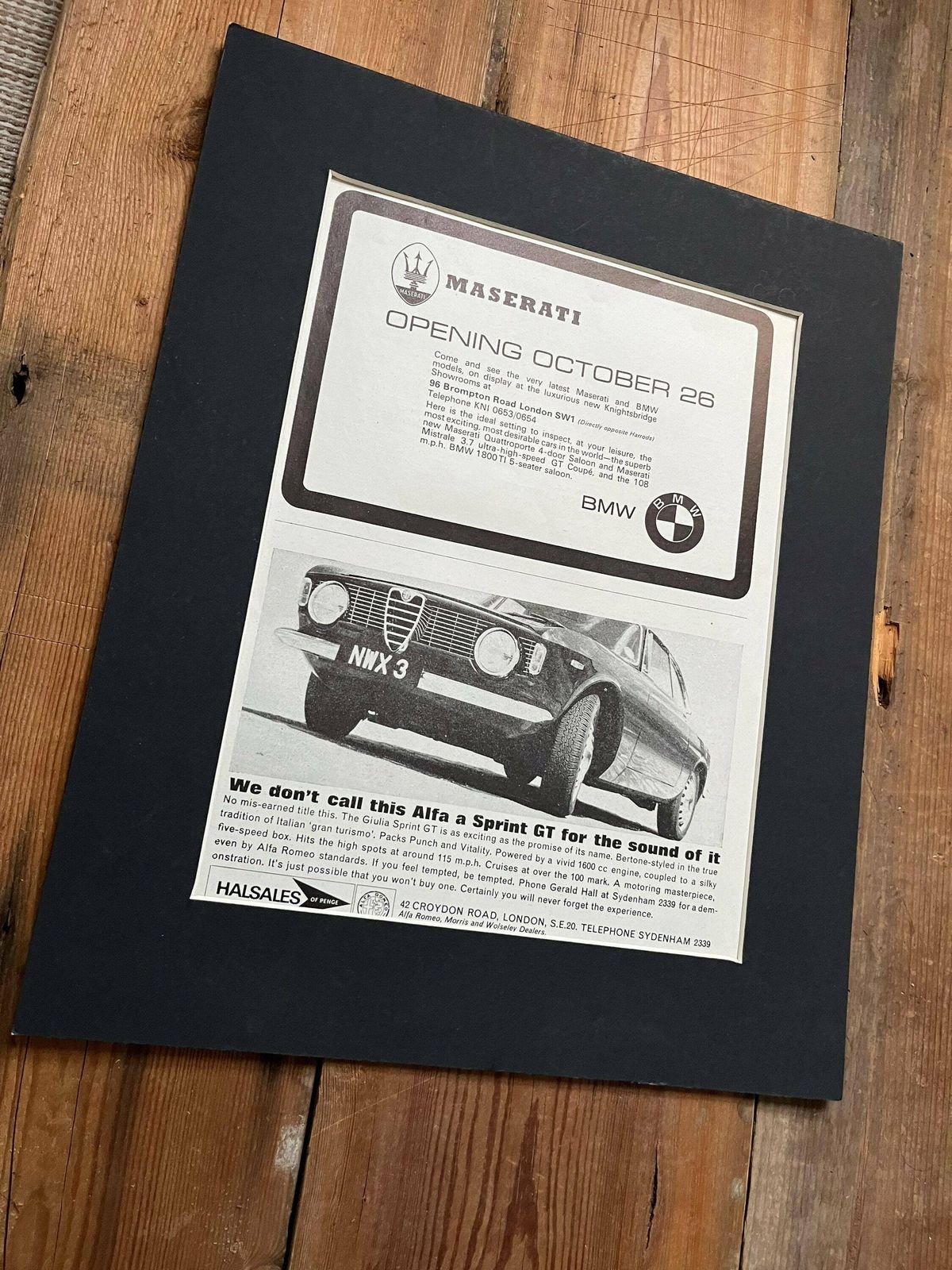 Alfa Romeo / Maserati / Bmw Original Advertising Print 1964 photo furniture