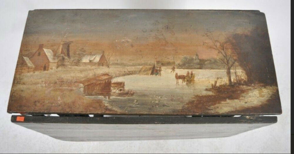 A C17th Dutch Hindeloopen Oak Drop Leaf Table Of Small Size, With Painted Leaves And Top photo for sale