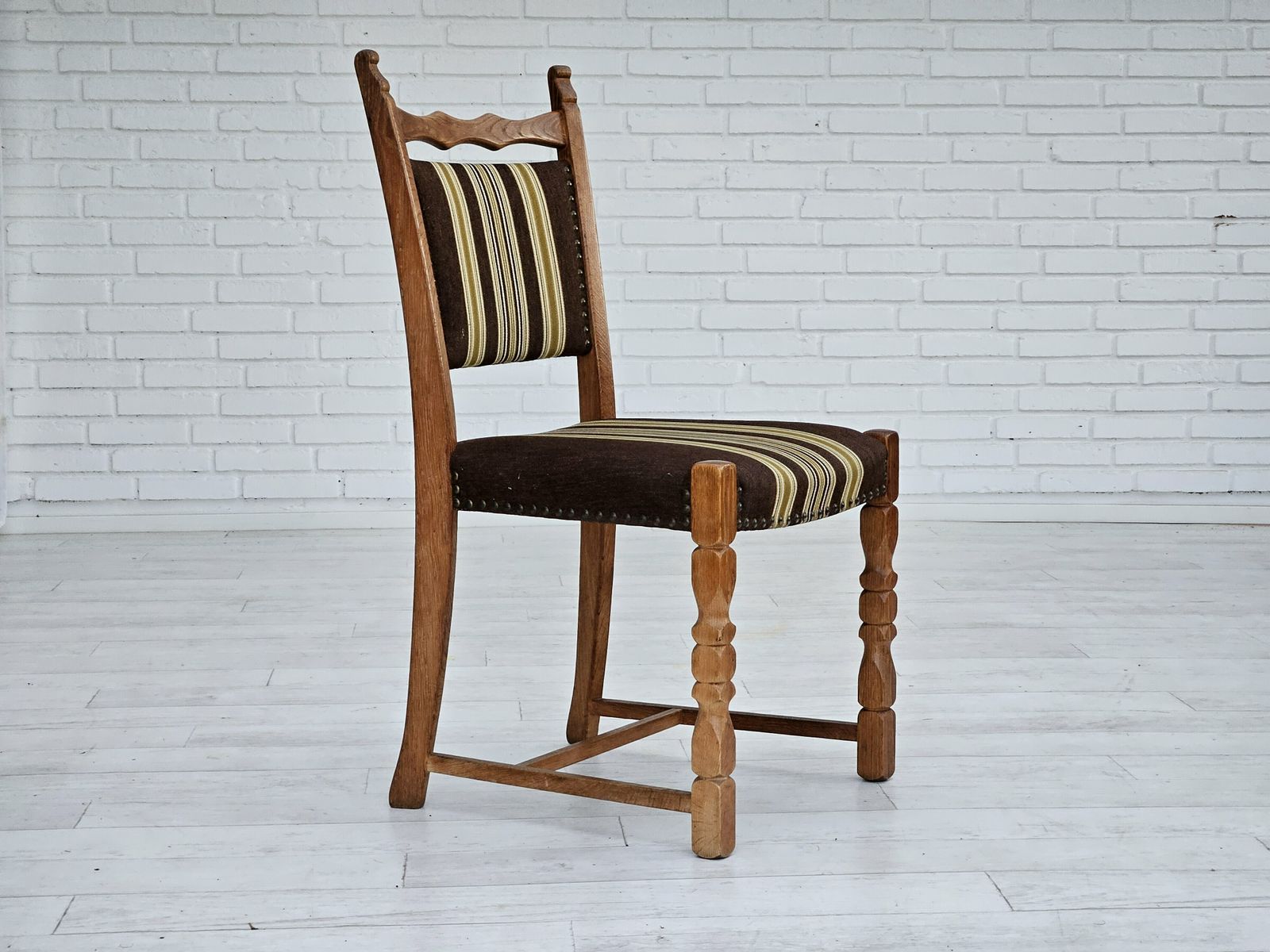 Ca. Jaren 1970 – Set Van 6 Deense Eetkamerstoelen, Goede Staat, Eikenhout. photo Meubels