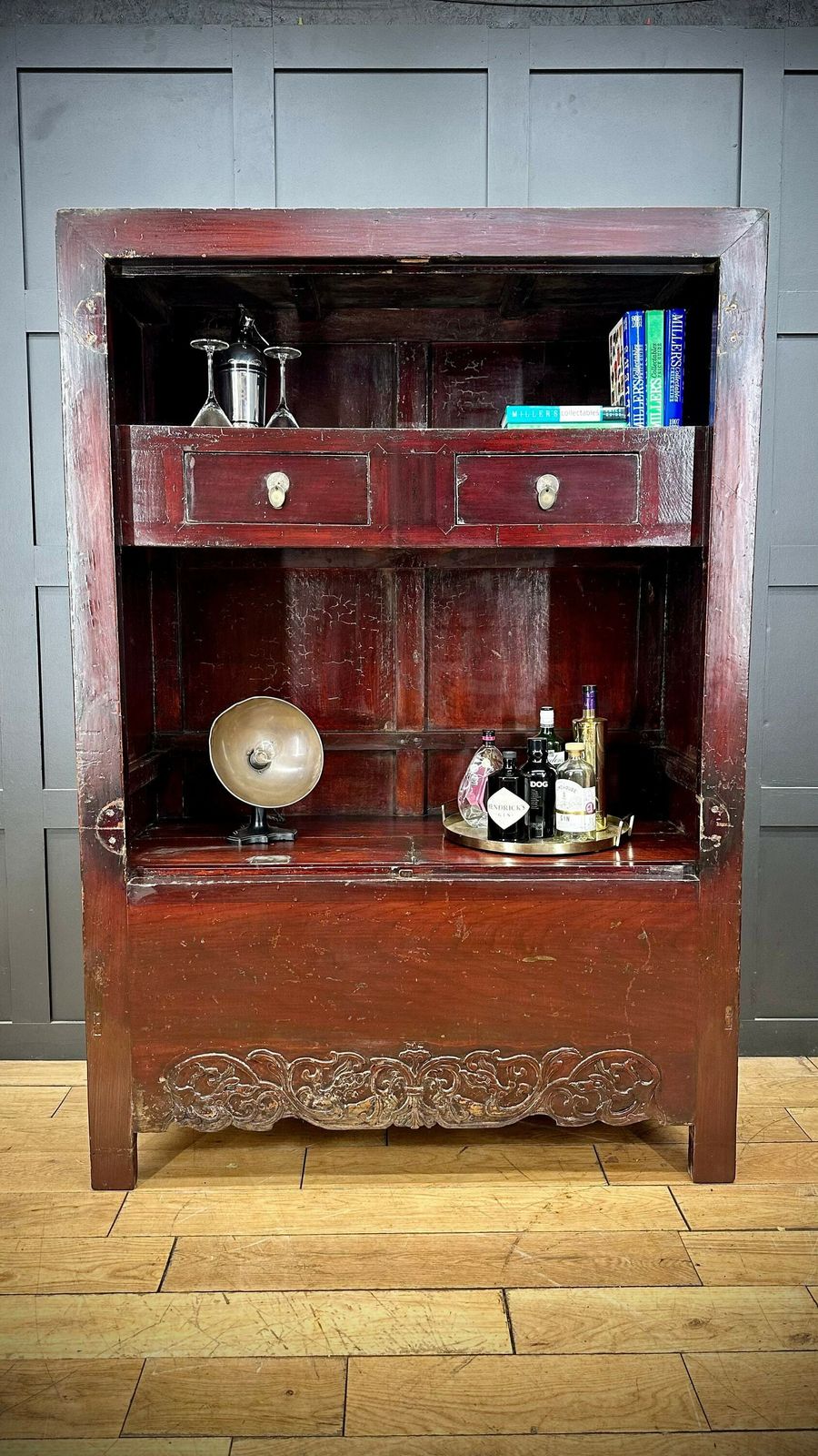 Antique Chinese Open Cabinet   Antique Display   Red Wedding Cabinet   Bookcase
