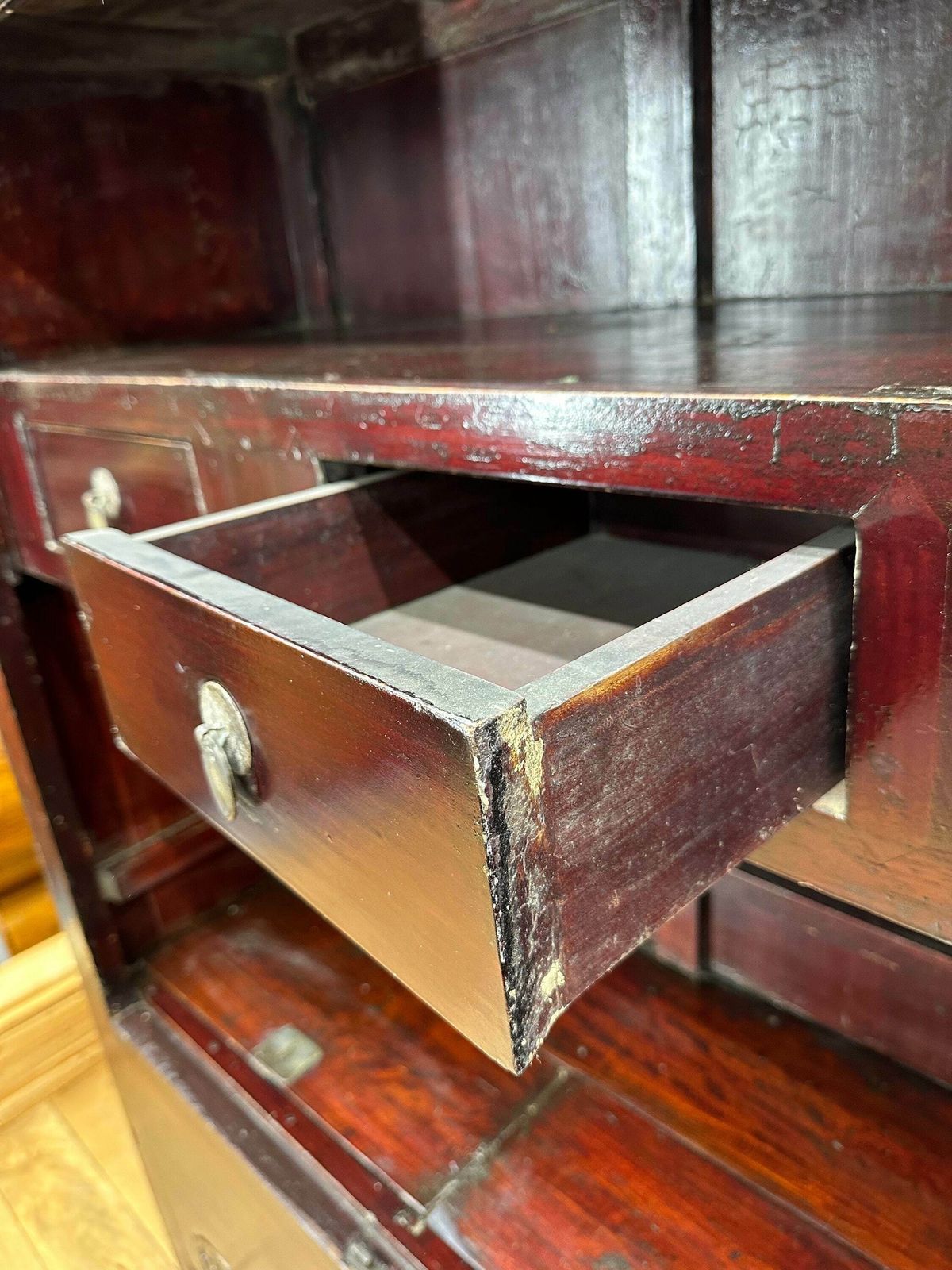 Antique Chinese Open Cabinet   Antique Display   Red Wedding Cabinet   Bookcase photo vintage
