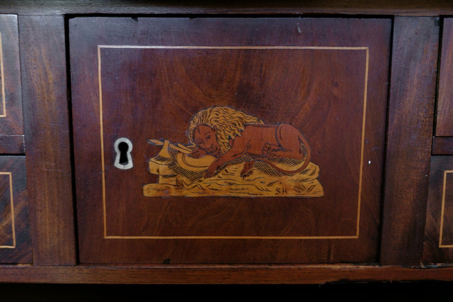 Chatol In Mahogany With Four Drawers & Intarsia From 1820s photo vintage