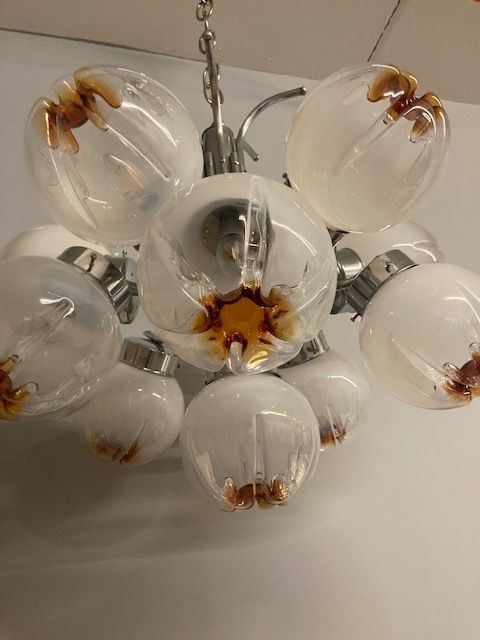 Lighting Large 1970s Mazzega Design Chandelier, 12 Lights. Modern Antiques photo