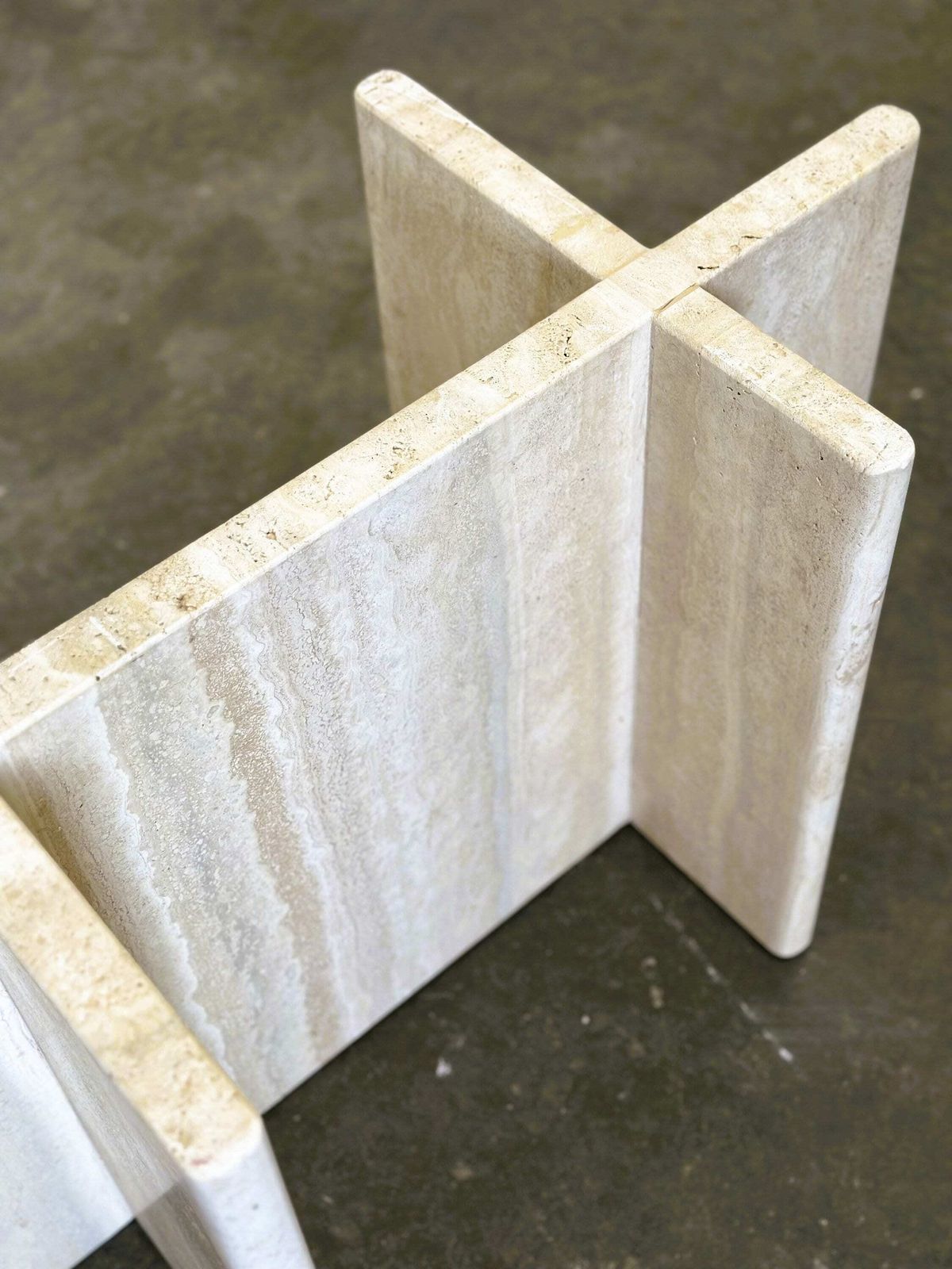 Vintage Travertine Marble Coffee Table, France 1980s. photo Furniture