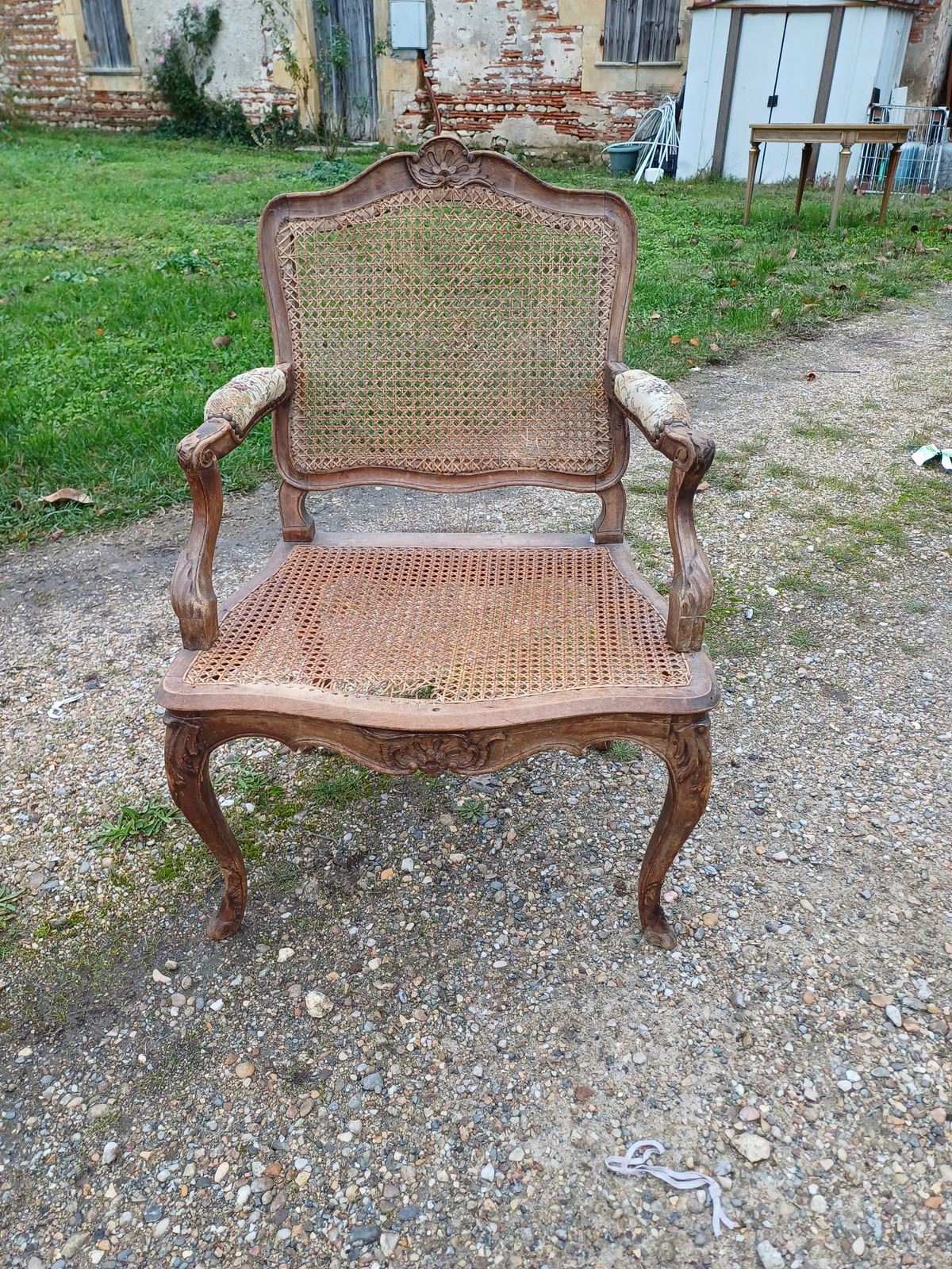 66.0 Louis Philippe Armchair Wood And Cannage photo