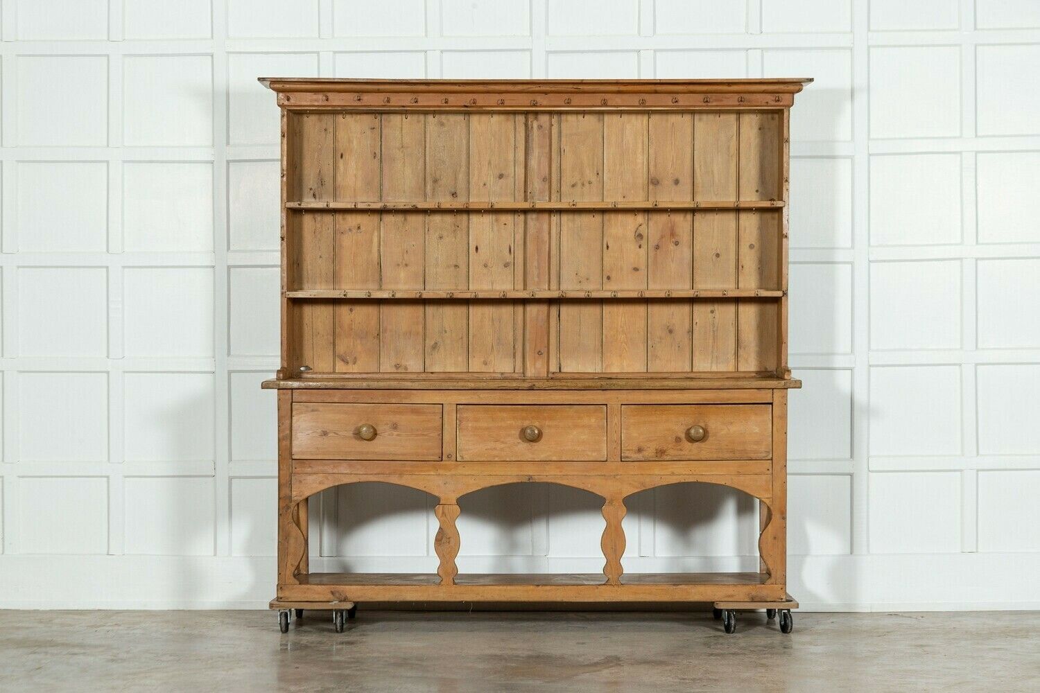 Large 19thc Irish Pine Potboard Dresser