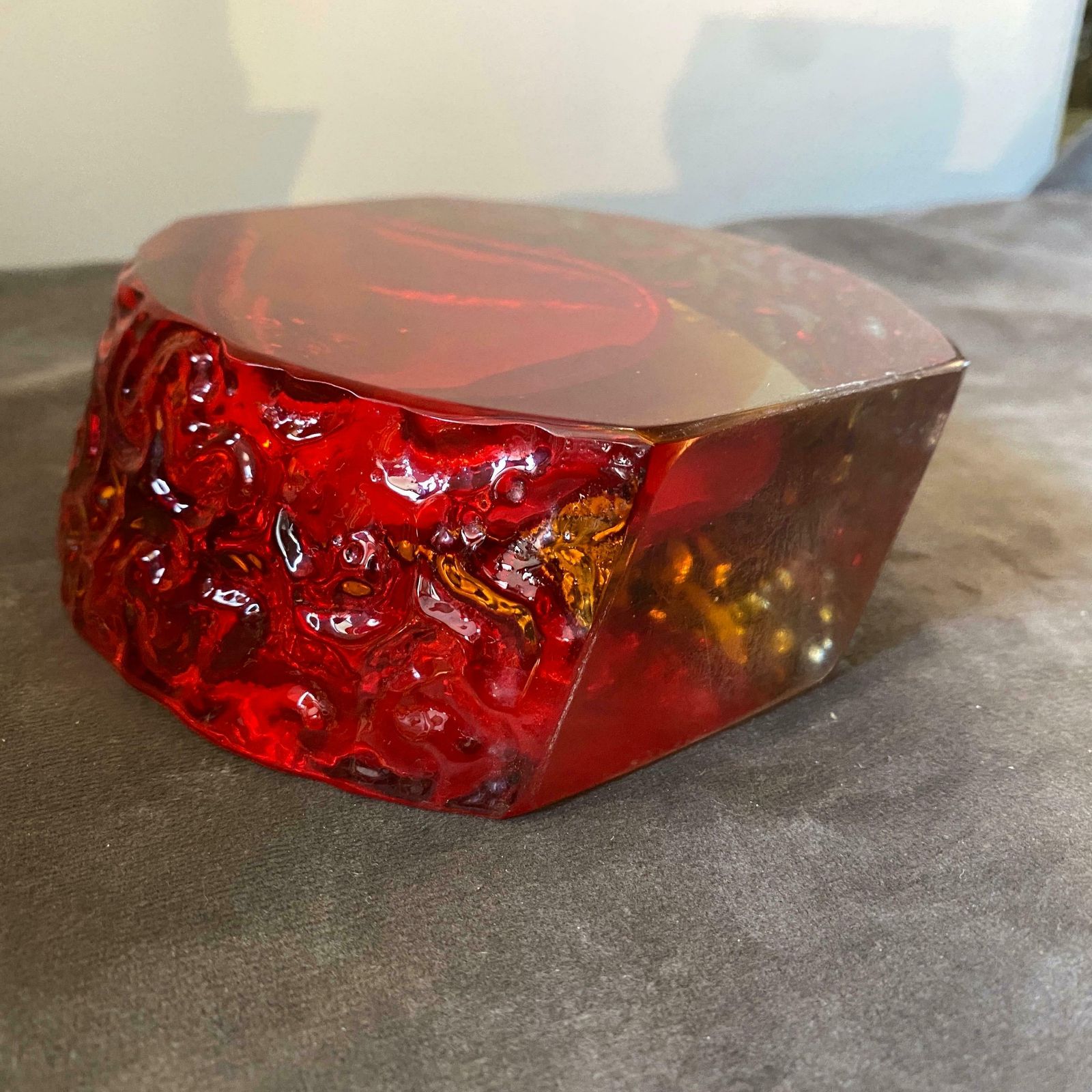 1960s Mandruzzato Mid Century Modern Red And Yellow Sommerso Murano Glass Vase photo buy