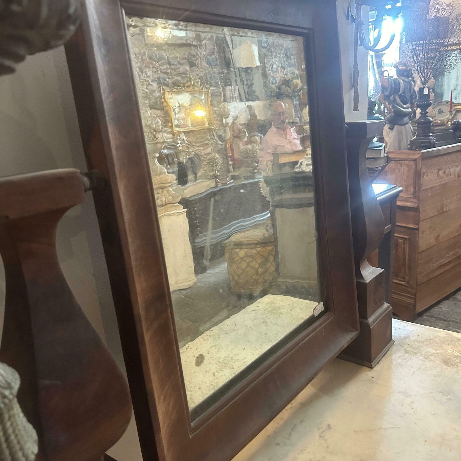 3101.0 Mid 19th Century Fir Wood Veneered In Mahogany And Marble Sicilian Vanity Table photo