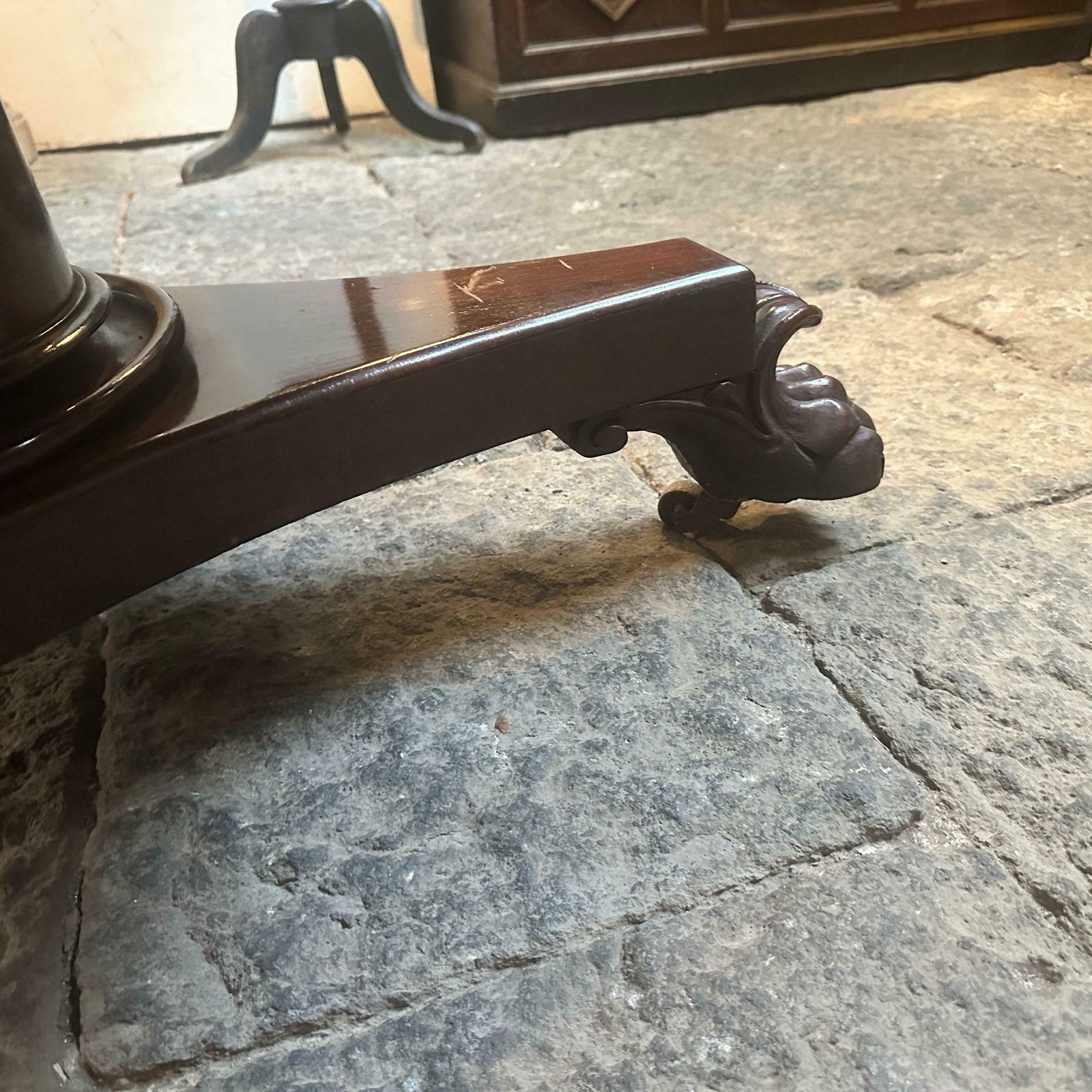 photo for sale 1840s Empire Veneered Mahogany Wood Sicilian Round Tilt Top Table