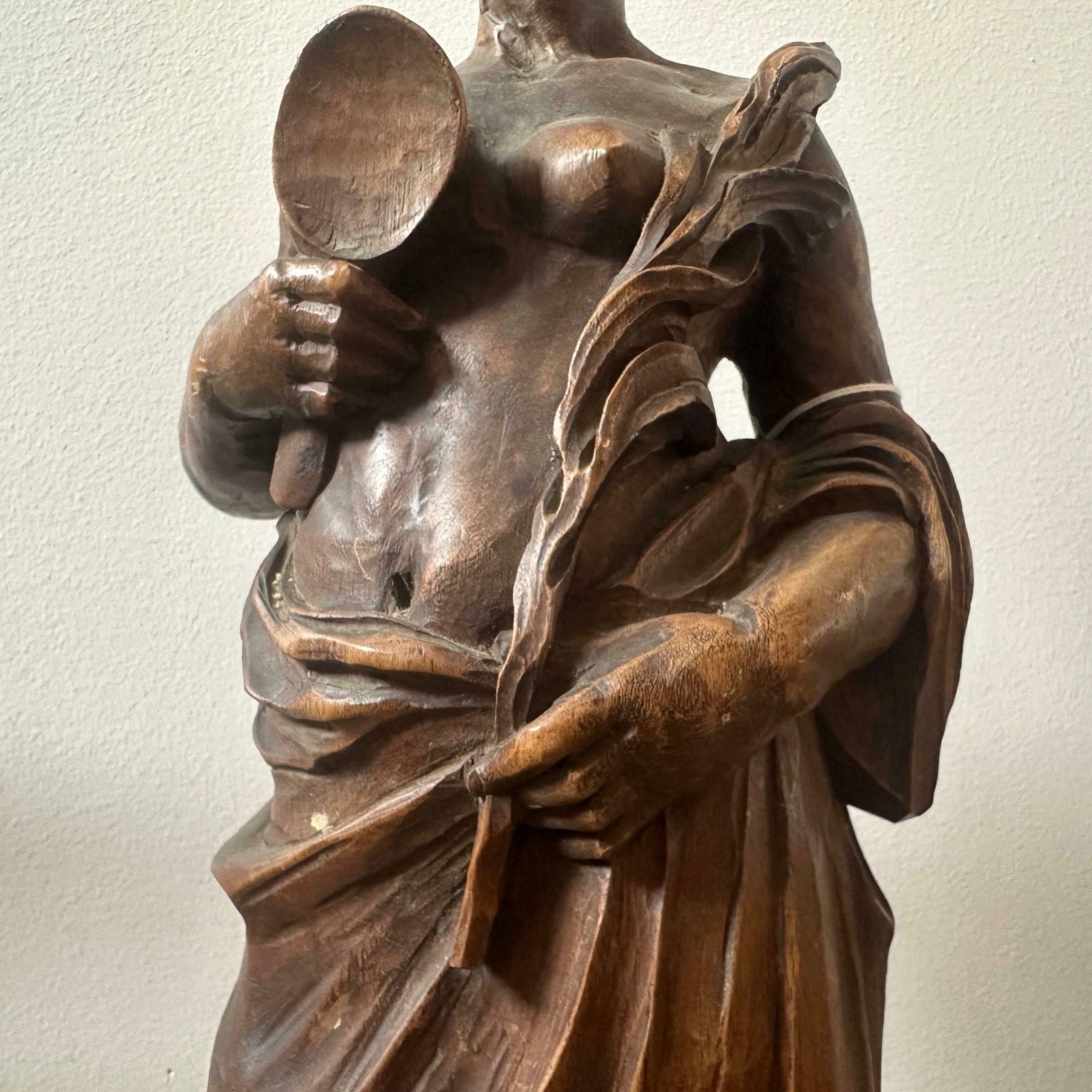 photo vinterior 1850s Neoclassical Hand Carved Walnut Italian Sculpture Of A Roman Bather