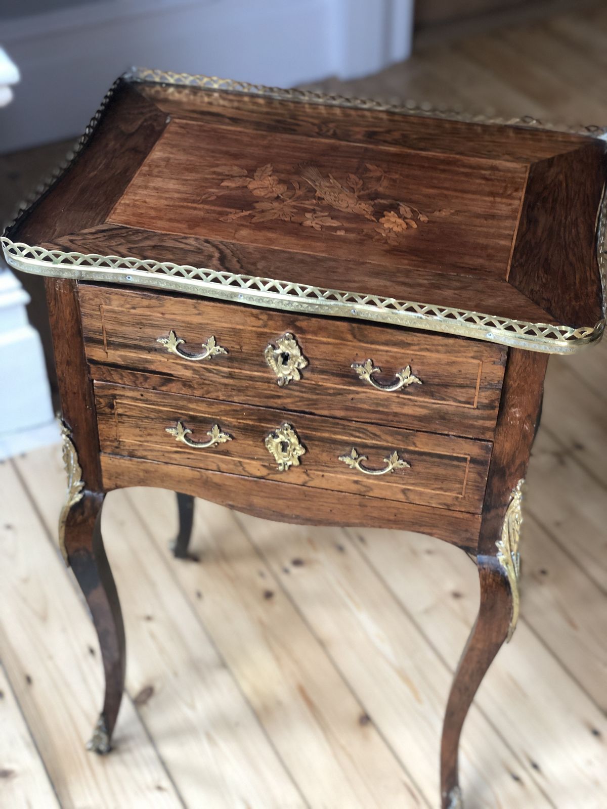A Mid To Late 1800s Louisxv Style French Marquetry Side Table.