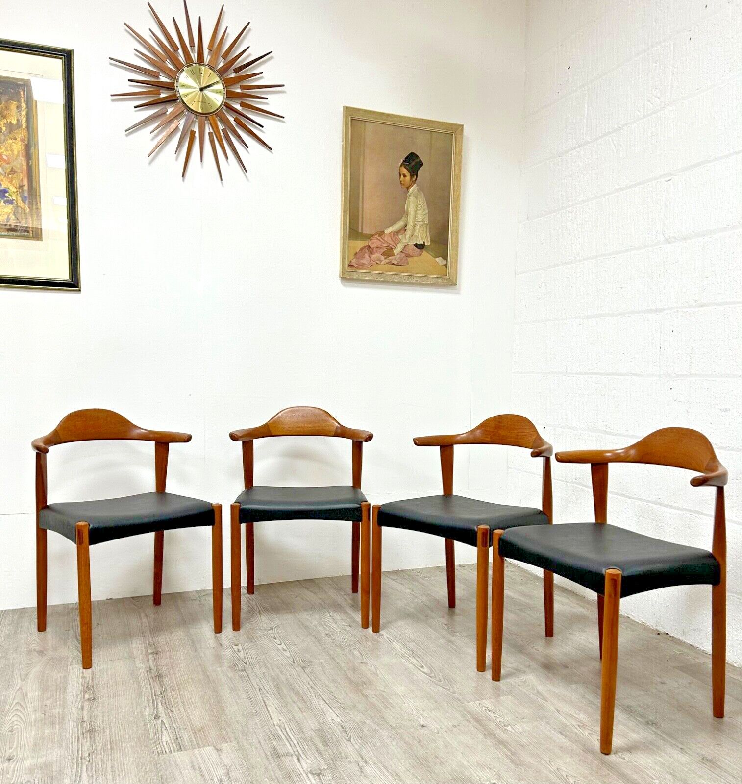 Set Of 4 Danish Teak “Bull Horn” Model 69 Dining Chairs By Harry Ostergaard