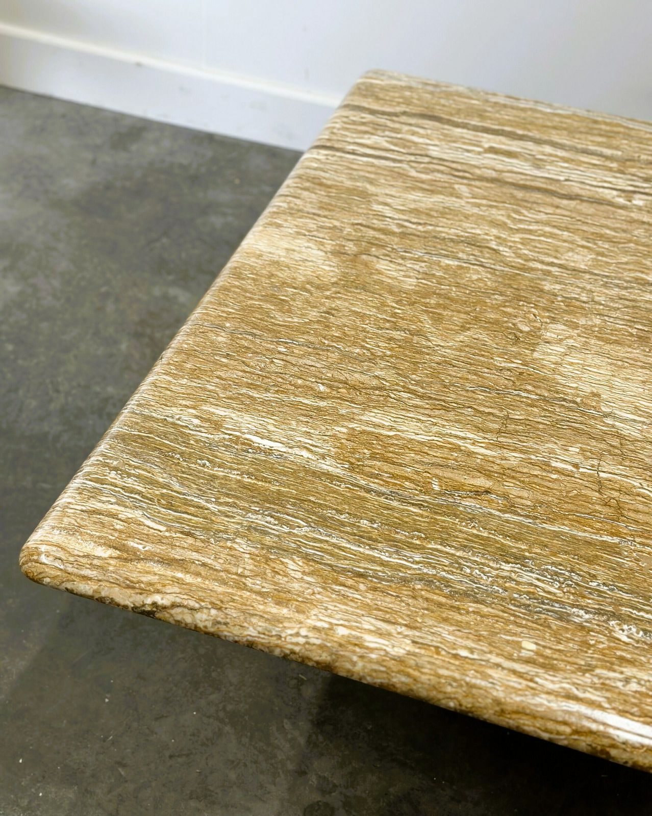 Xl Vintage Square Caramel Travertine Coffee Table, 1980s photo furniture