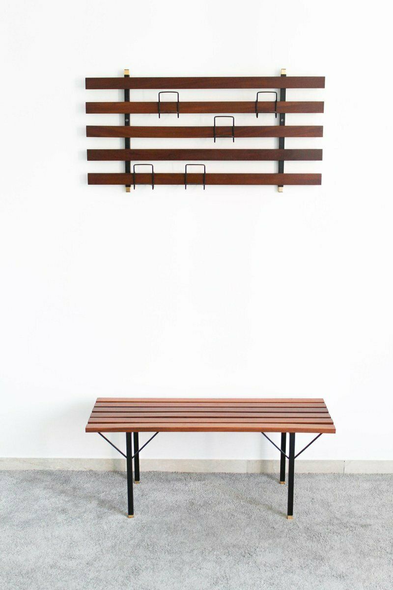 Vintage Rosewood Bench With Shelf, Italy, 1970s
