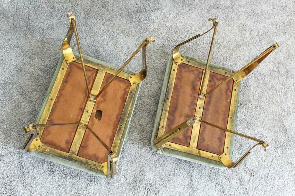 Mid Century Italian Brass And Velvet Benches From Jansen, 1950s, Set Of 2 photo Furniture