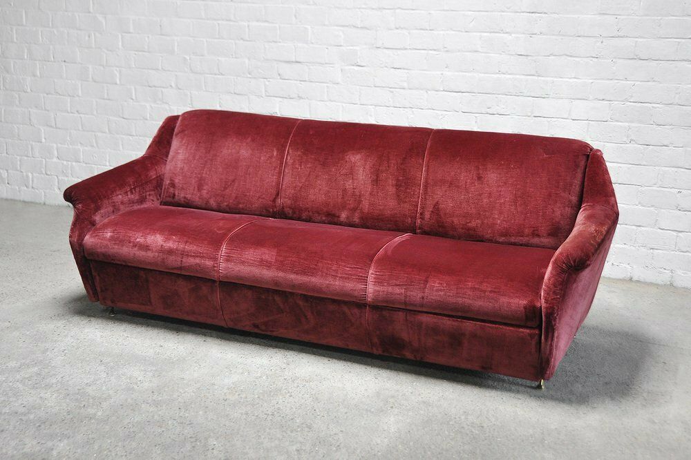 Mid Century Italian Velvet 3 Seater Sofa, 1950s photo Furniture