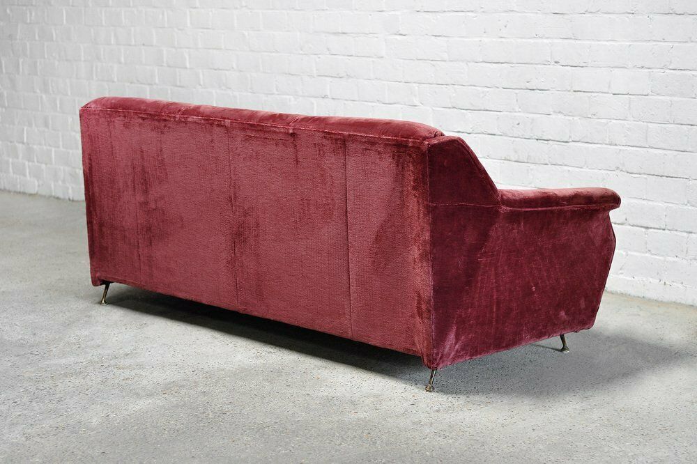 photo furniture Mid Century Italian Velvet 3 Seater Sofa, 1950s