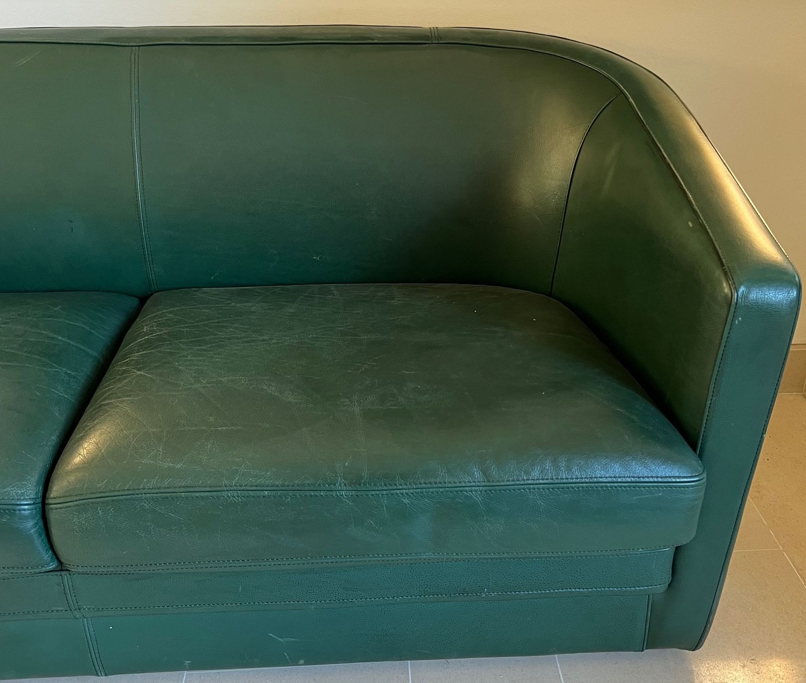 Three Set Green Leather Sofa Of Art Deco Style. Around 1980 photo buy