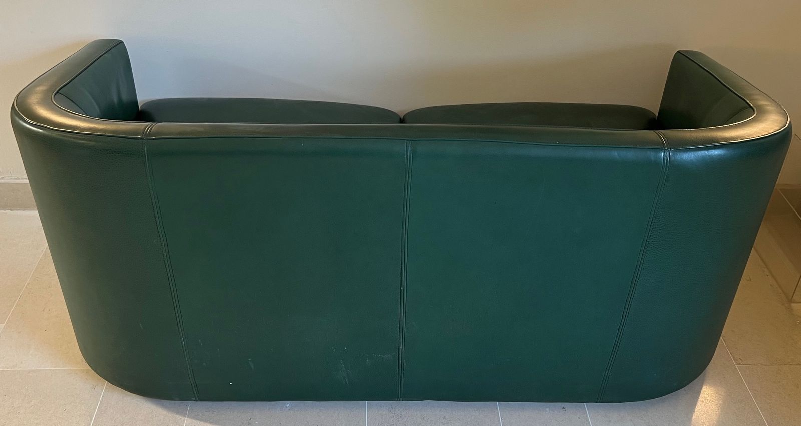 photo for sale Three Set Green Leather Sofa Of Art Deco Style. Around 1980