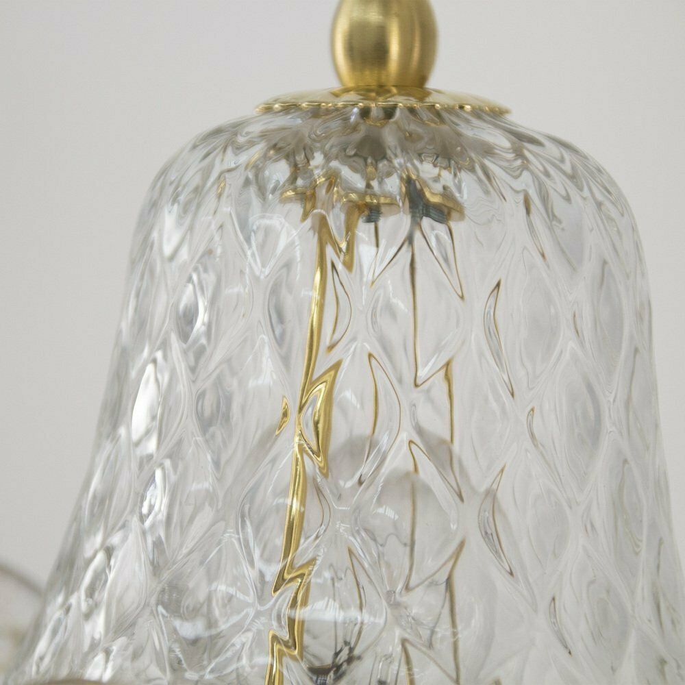 Murano Transparent Murano Glass Table Lamps With Golden Art Decorations, Italy, Set Of 2 photo buy