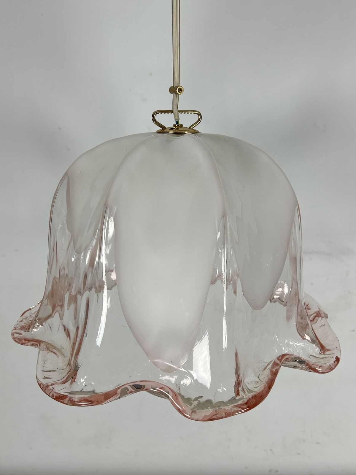 La Murrina Chandelier In Pink And White Murano Glass. Italy 1970s photo vintage