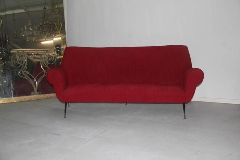Mid Century Modern Curved Sofa Minotti Gigi Radice Italian Design Red Color photo Furniture