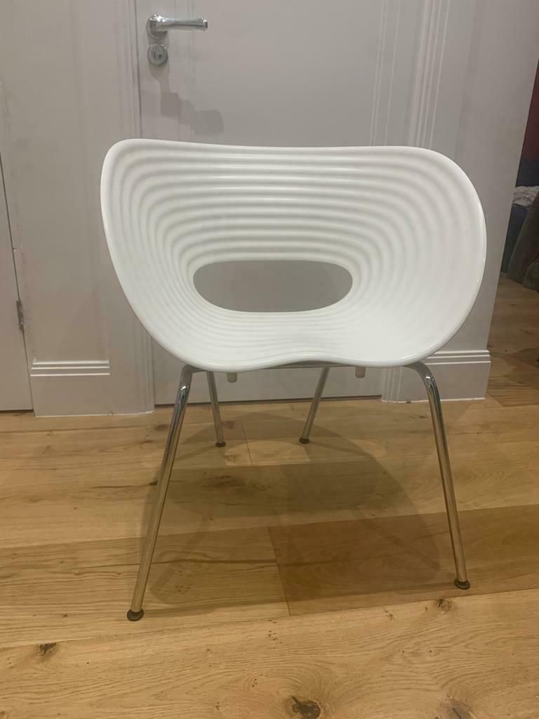 4 Vitra Tom Vac (3 White 1 Blue)   Chrome Legs photo furniture