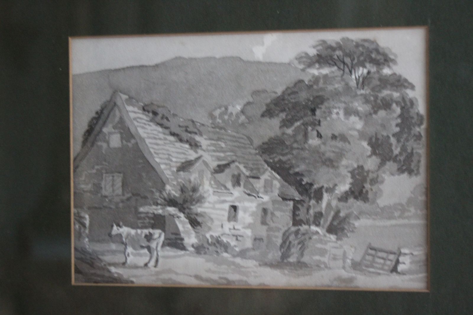 A Good Antique Watercolour In Sepia Tones, A Highland Croft photo for sale